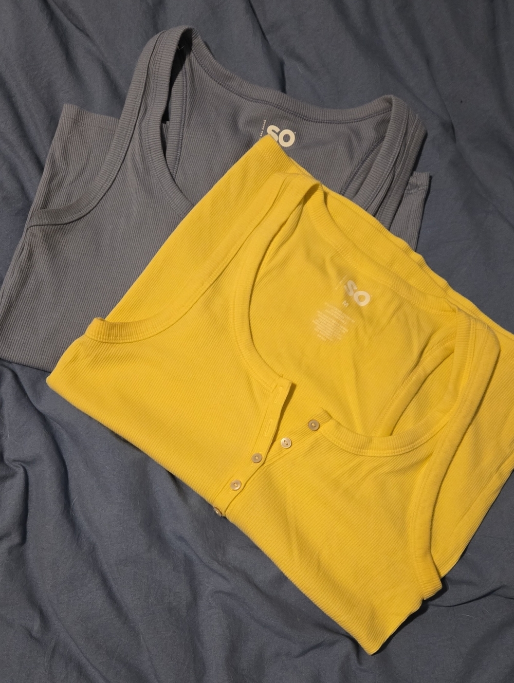 SO Tank Tops - Yellow & Blue Ribbed Set